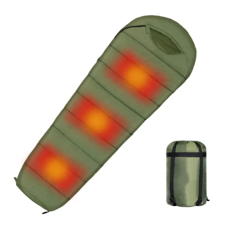 
2020 Waterproof Electronic Outdoor Thermal Mummy Electric Battery Heated Sleeping Bag For Cold Weather 