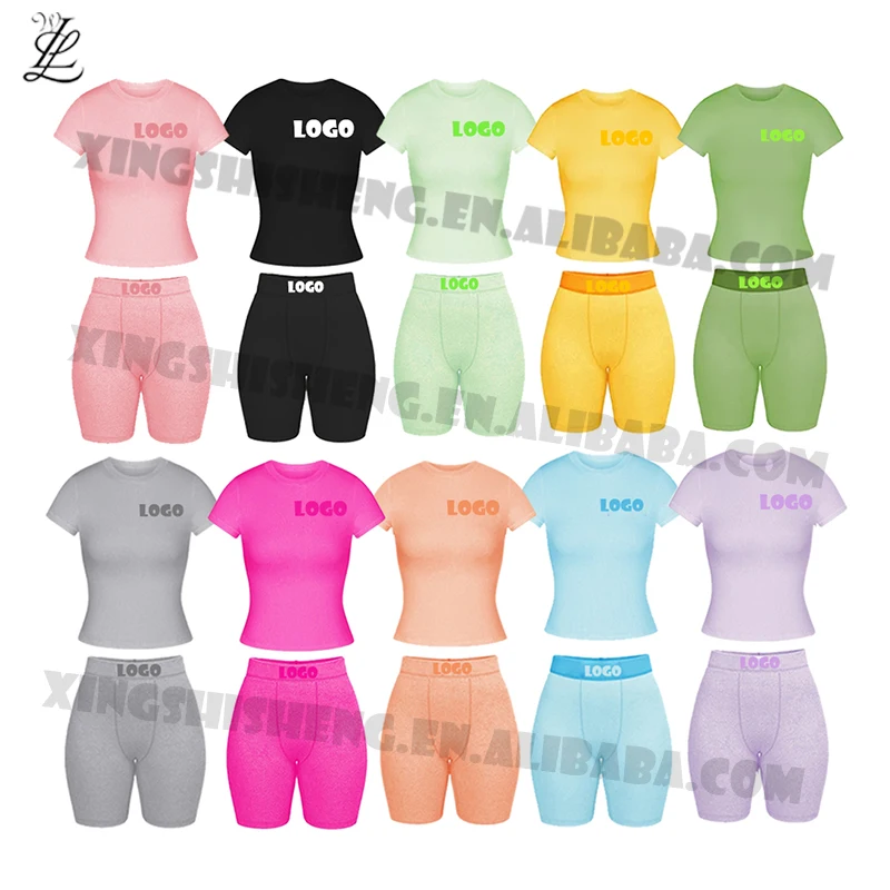Embroidered Two Piece Tank Top Shorts Loungewear Set