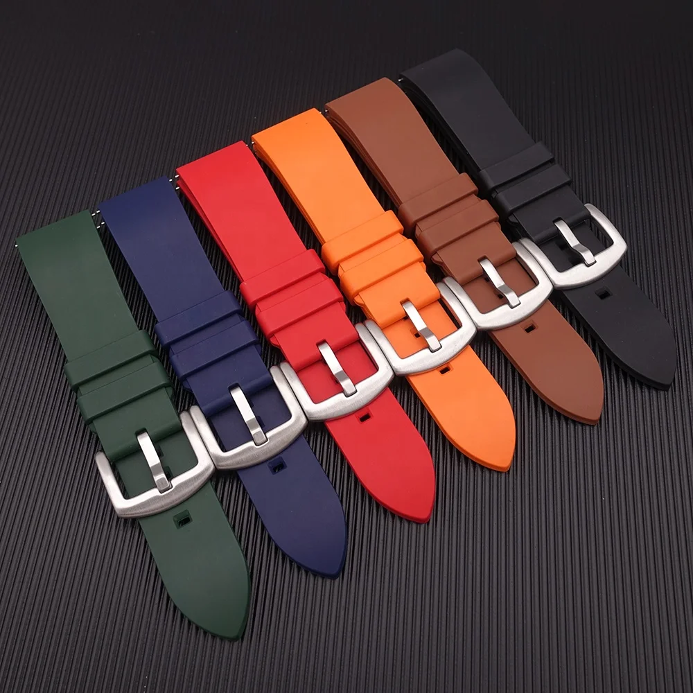 

Premium-Grade Quick Release Sport Rubbers Smart Watch Band  Silicone Fluorine FKM Rubber Watch Strap, Black/blue/red/green/brown/orange