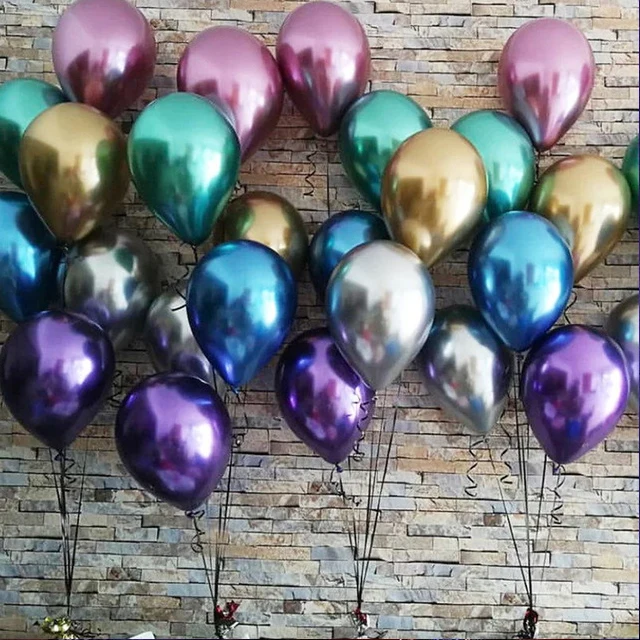 
12inch New Glossy Metal Pearl Latex Balloons Thick Chrome Metallic Colors Inflatable Air Balls Globos Birthday Party Decor 