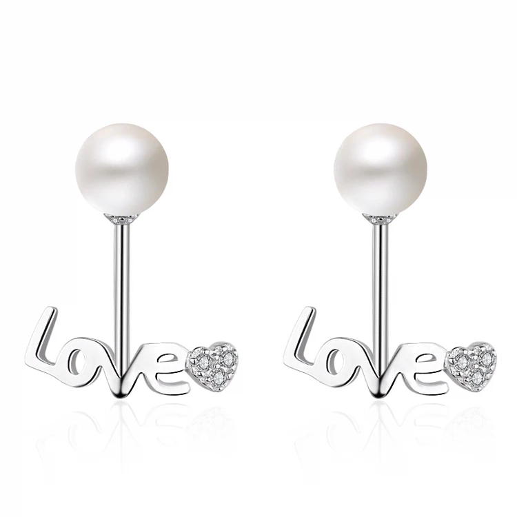 

Fashion Trendy Wholesale 925 Sterling Silver Love pearl earrings Women's jewelry