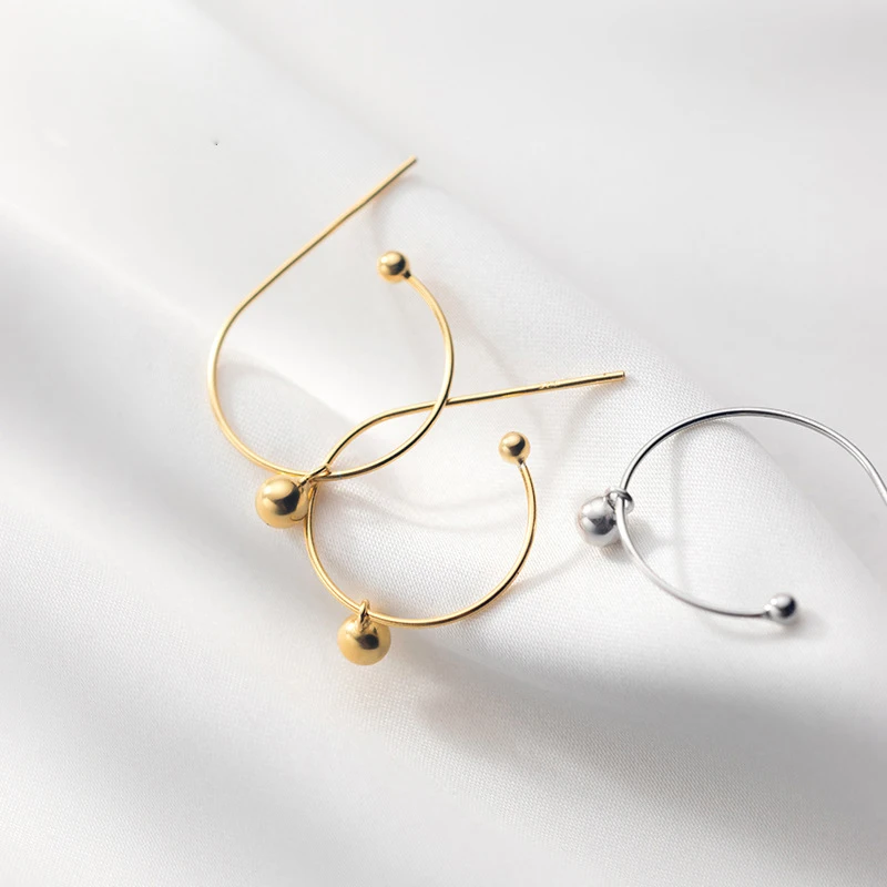 

Simple Fancy Round Ball Shape 925 Silver Hoop Earrings For Women Wearing Work-place