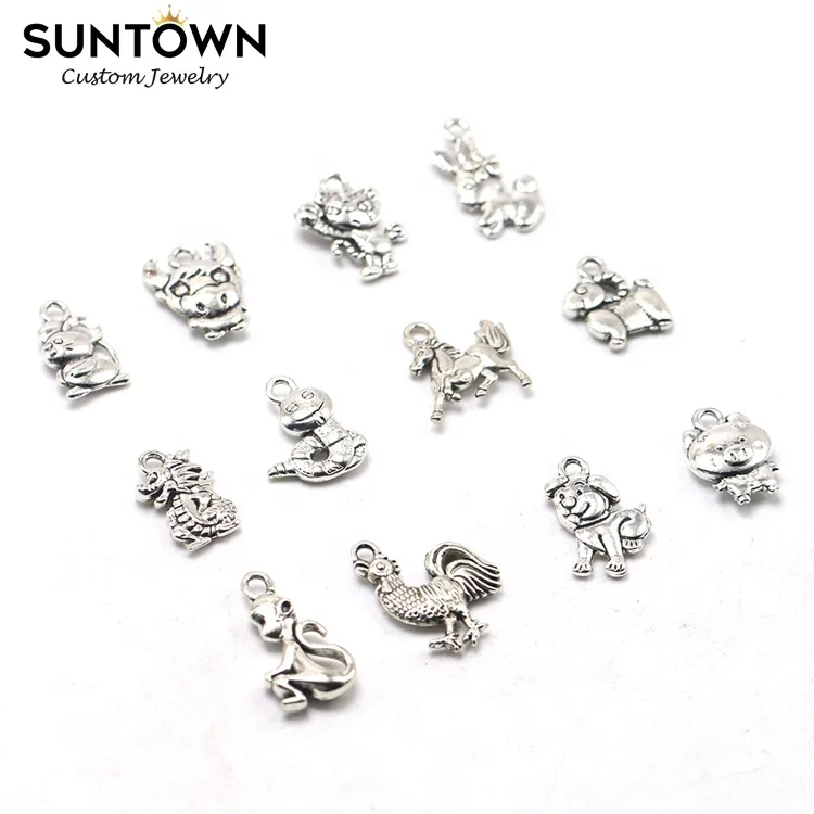 

Suntown Diy Alloy Tibetan Silver Zodiac Charms For Bracelets Animal Zodiac Jewelry Designer Charms Beads For Jewellery Making
