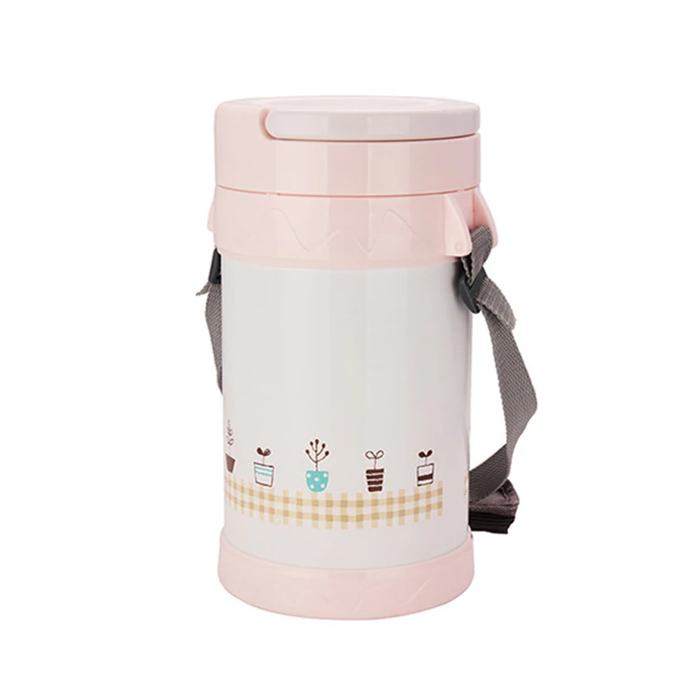 

GiNT 2L Portable Cheap Price 304 Stainless Steel 3 Layers Lunch Boxes Insulated Food Jar with Belt, Customized colors acceptable