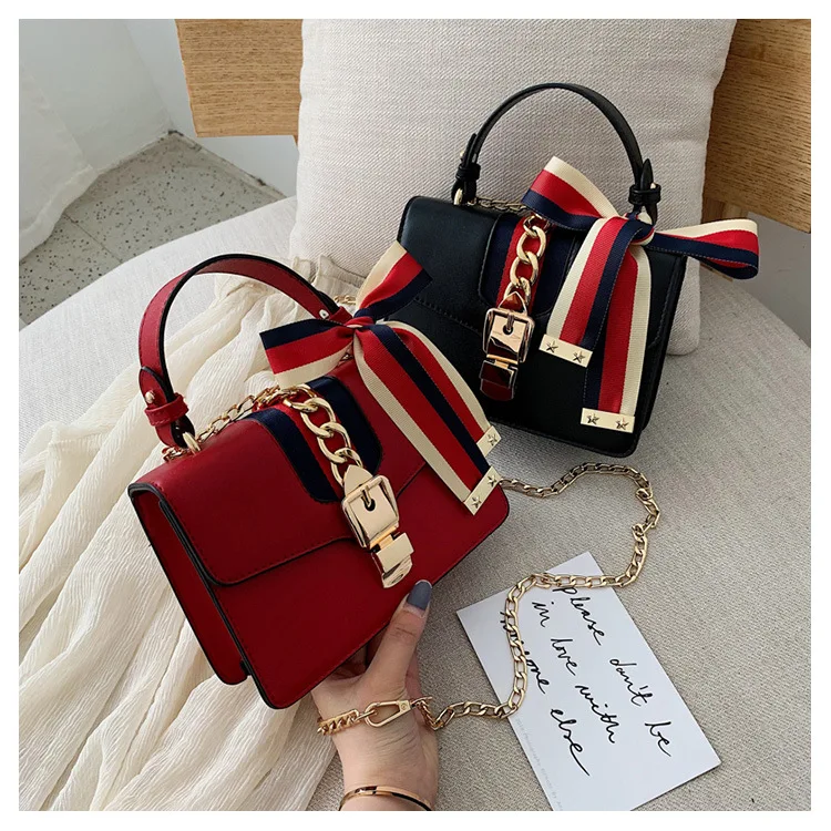 

New designer bag lady purse luxury handbag with scarf leather fashion messenger bag for women