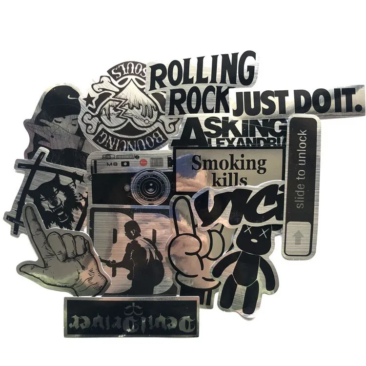 

15 pcs/bag Drawing waterproof PVC stickers vinyl removable stickers skateboard / refrigerator / luggage / laptop stickers, Cmyk