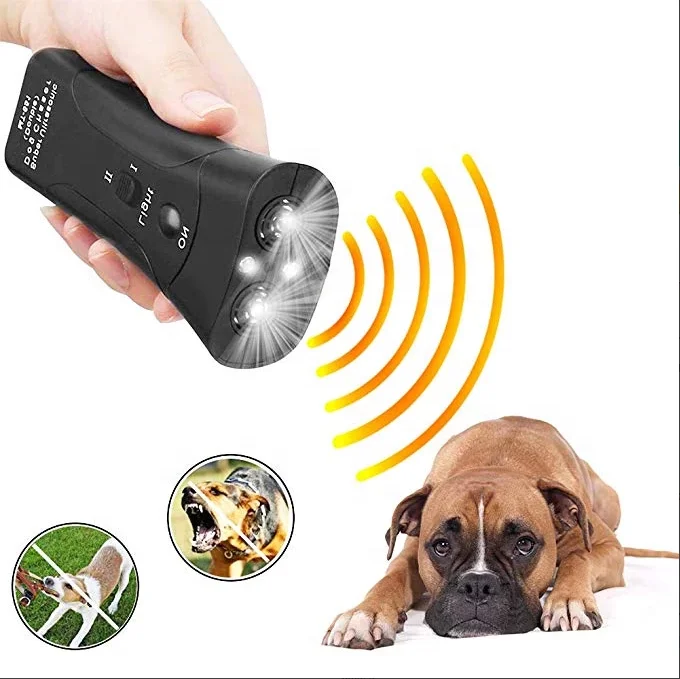 

Ultrasonic Stop Dog Barking Device No Collar Needed Training Handheld Cat Dog Repellent, Black
