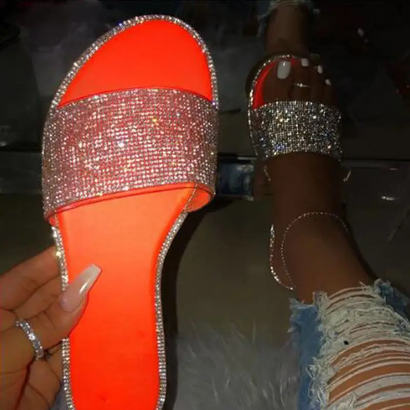 

6 Colors Bling Diamonds Slippers Fashion Design Diamond Trendy Slippers For Women