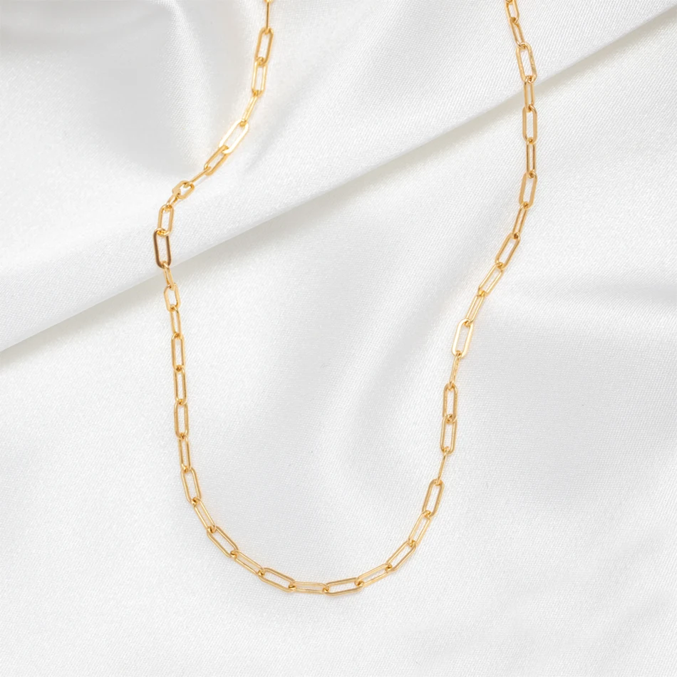 

Hot Selling 14k 18k Gold Plated Stainless Steel Cuban Link Chain Choker Necklace Paperclip Link Chain Jewelry Necklace, 14k gold