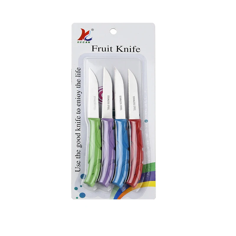 

Handle Fruit Kitchen Vegetable Knife Set Small Rainbow Hot Seller Monochrome Stainless Steel Steak Knives paring knife