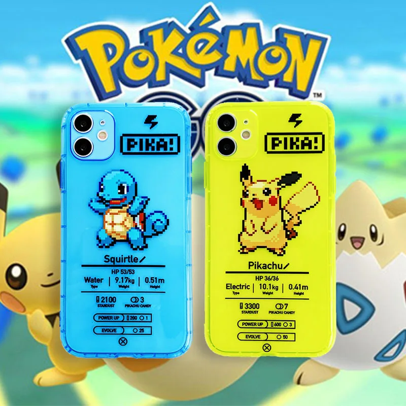 

New Fluorescence Cartoon Pika Soft TPU Fitted Cover Case For iPhone 11Pro Max X/XS Max/XR/7 8 Plus Protective Phone Shell