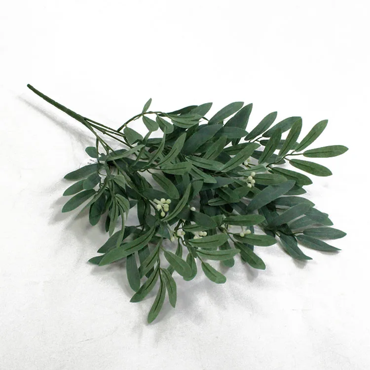 

Wholesale Wedding Party Decoration Salix Leaf Silk Willow Leaf Artificial plant 5 forks leafs