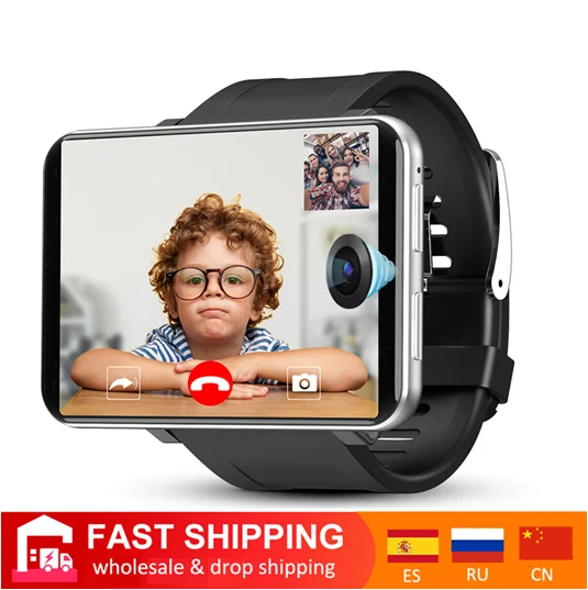 

DM100 4G LTE Smart Watch Men Phone Android 7.1 3GB +32GB 5MP MT6739 Global Version Fashionable Smartwatch, Black, silver