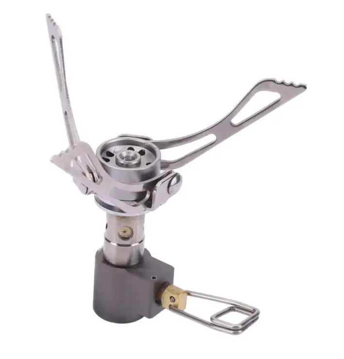 

Outdoor Camping Folding Mini Pocket Stove Camping Gas Stove Split Burner, Silver