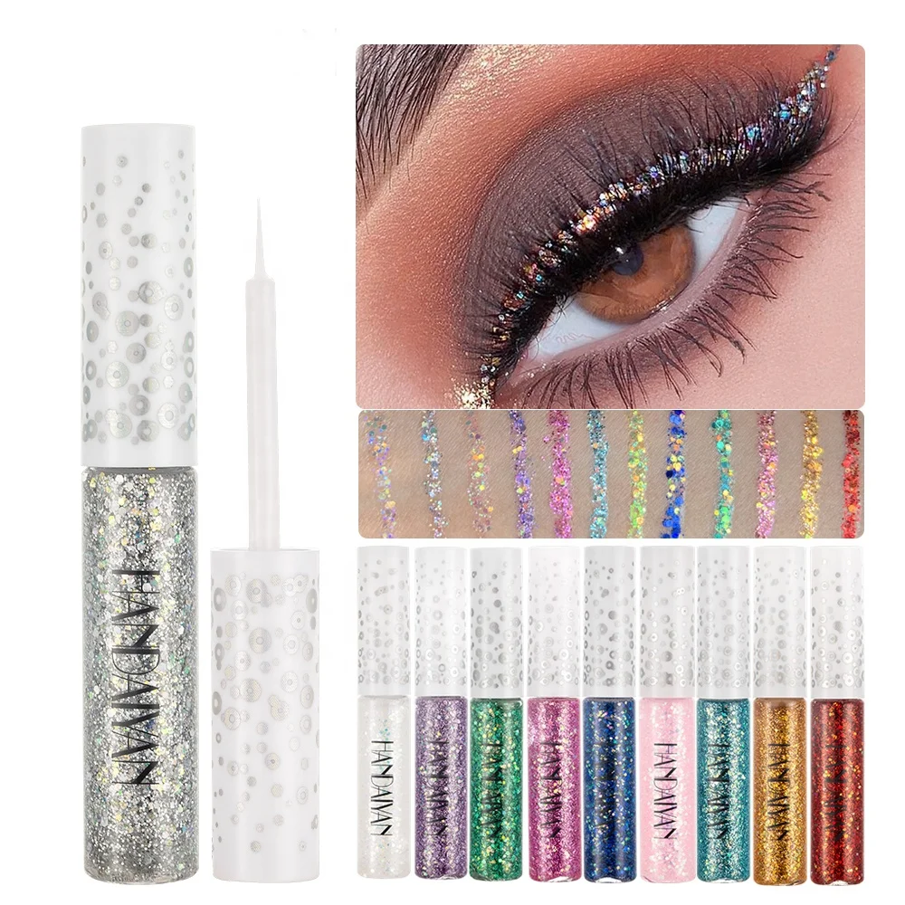 

Wholesale HANDAIYAN Waterproof Shimmer High Pigment Fashion Color Gel Liquid Glitter Eyeliner, 12 colors