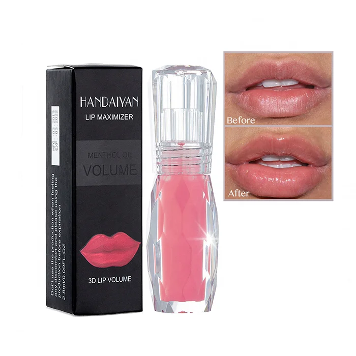 

Private Label HANDAIYAN Super Volume Plump Clear Charming 3D Makeup Matte and Glitter Glossy Lip Gloss Plumper, 6 colors