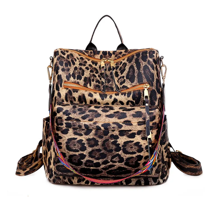 

Three Colors Leopard Backpack Bags For Ladies Women