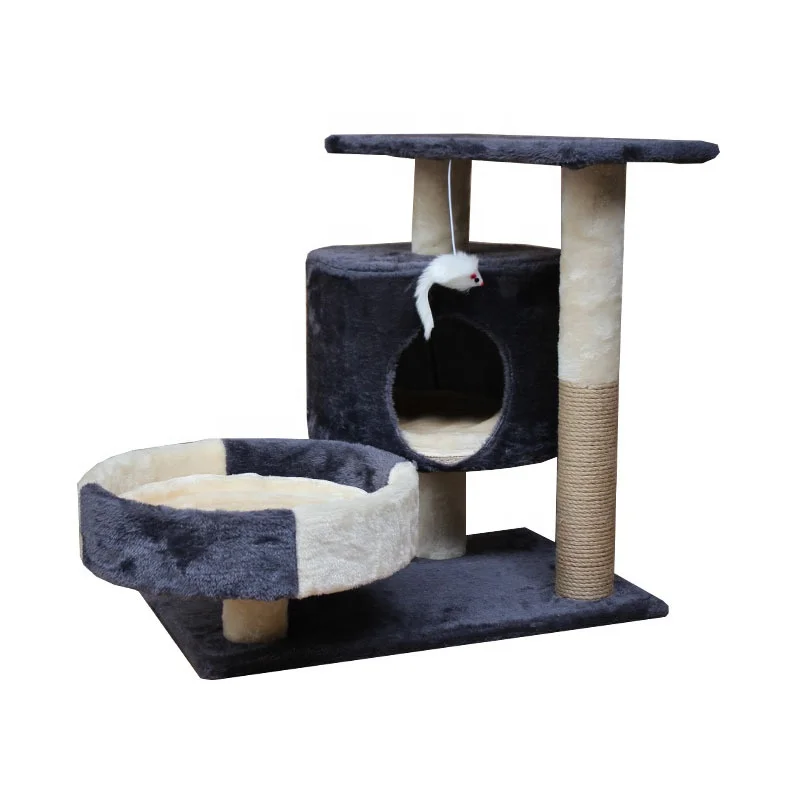 

High Quality Plush Cat Tree House Cat Tower Cat Scratch Posts with One Mouse Toy
