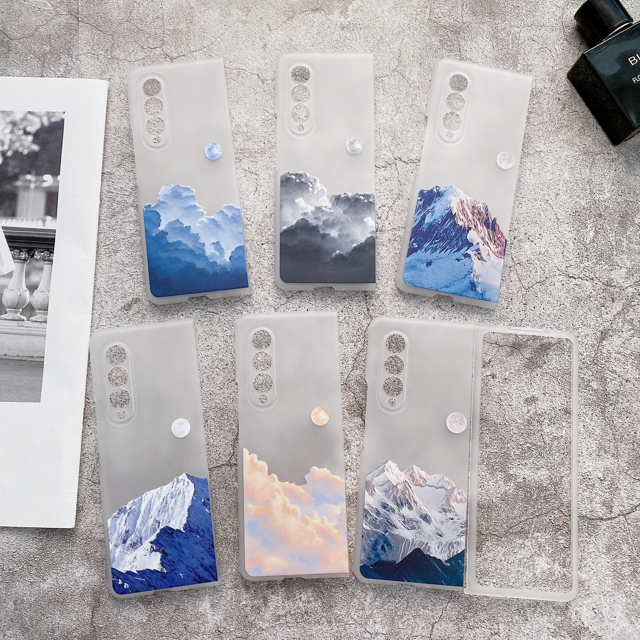 

For Samsung Z Fold 3 Z Flip 3 scenery Case Luxury PC landscape Phone Case for Samsung Z Fold 3, 6 colors