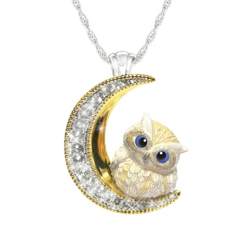 

Fashion Cute Moon Necklace Golden Owl Necklace Lady Animal Pendant Necklace