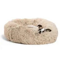 

ZMAKER Dog Beds 23'' 60cm Luxury Faux Fur Donut Pet Bed Warm Calming Waterproof Bottom Large Cheap Sofa Couch for Dogs and Cats