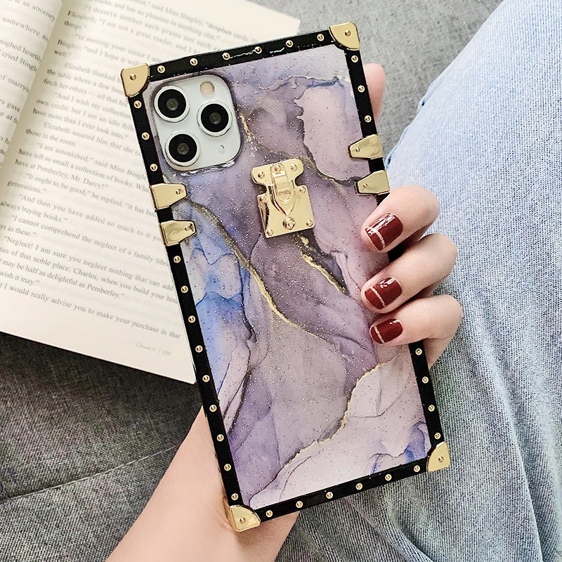 

2021 Square Marble Texture Glitter Case For Samsung S21 Ultra S30 S20FE S10 Plus A50 A12 A41 A51 A71 Note 20 10 Silicone case