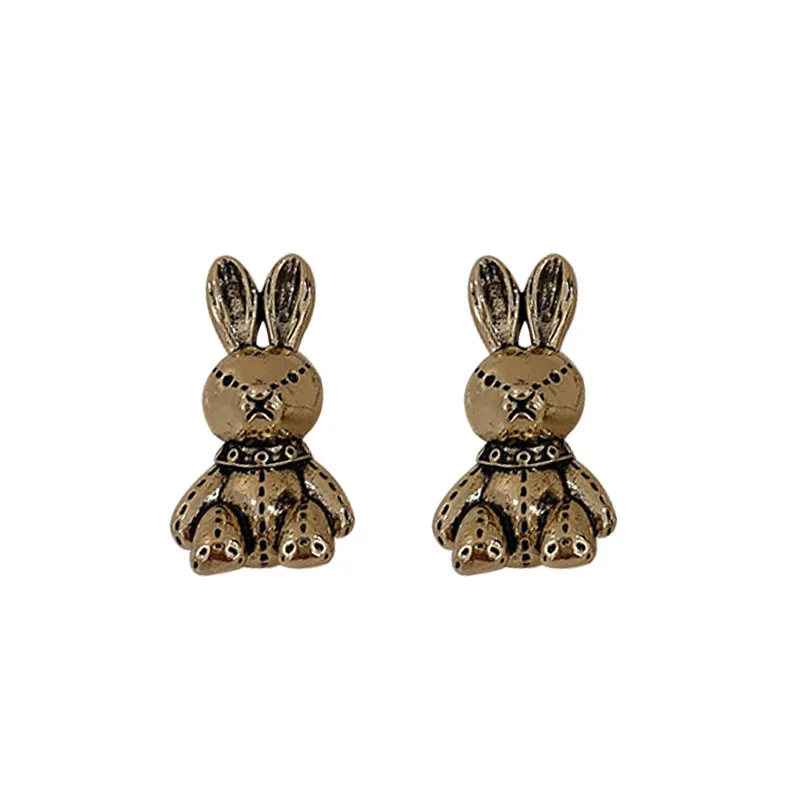 

fashion trendy metal animal bear rabbit stud earring women
