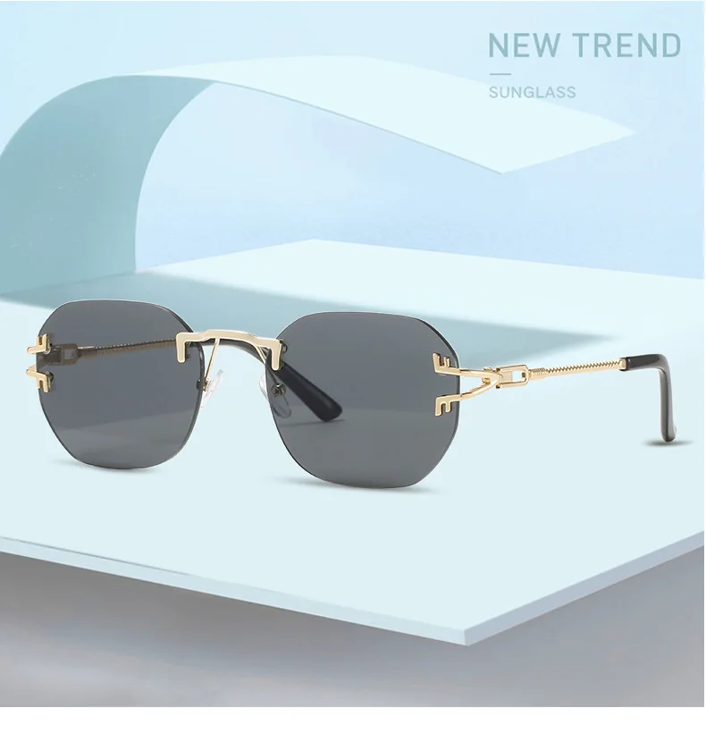 

Personalized rimless sunglasses for men and women ins wind ocean film sunglasses, Custom color