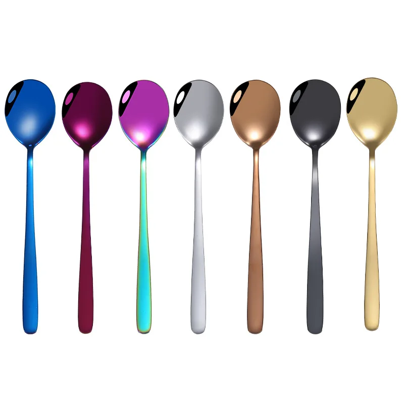 

304 Stainless steel Ice cream Spoon Rose gold, Silver/gold/rose gold/black/blue/purple/rainbow