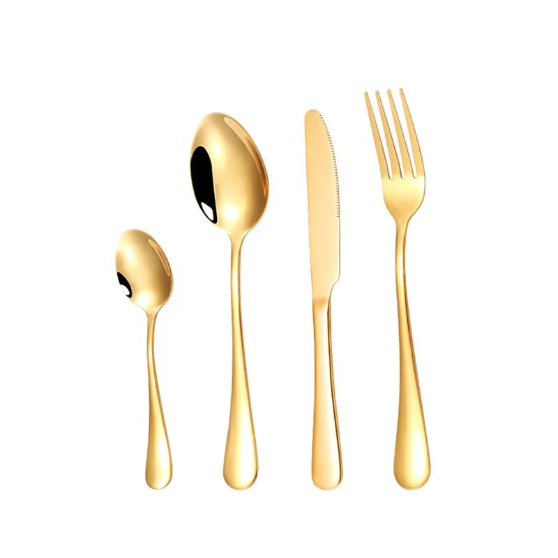 Cheap Wholesale Knife Fork and Spoon Hotel Stainless Steel Gold Cutlery Set Wedding Western Flatware