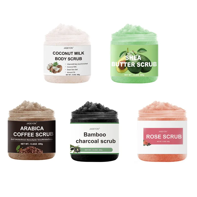 

private label Organic fruit natural whipped Whitening Exfoliating 400g coffee rose Shea Butter coconut set face body Scrub