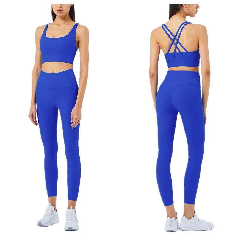

New custom logo compression sports bra women fitness yoga tops high waisted sweat wicking leggings ribbed gym set, As you see or oem
