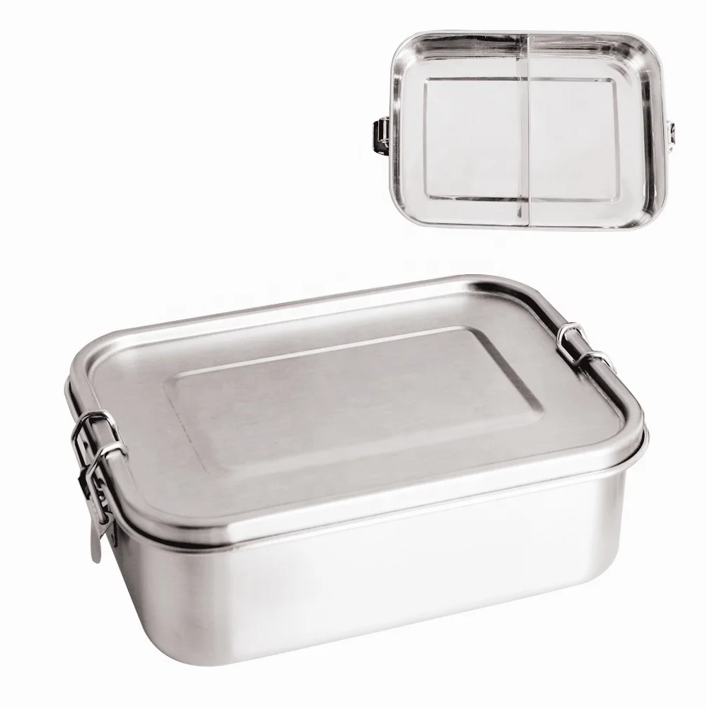 

ECO-friendly Plastic-Free 1200ml Seal Leakproof 304 Stainless Steel Bento Lunch Box Metal Lunch Container with 2 compartments