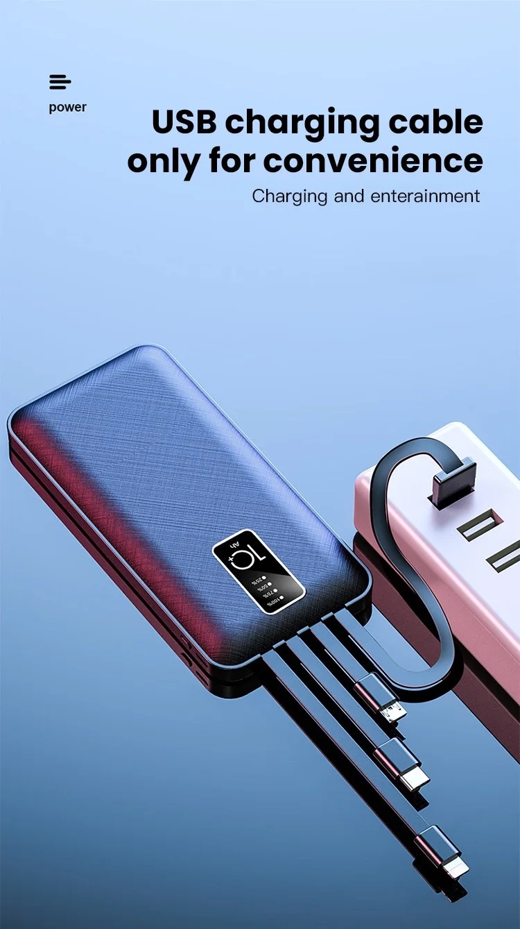 2020 new digital display power bank fast charge 20000mah power bank with built-in cables - ANKUX.COM