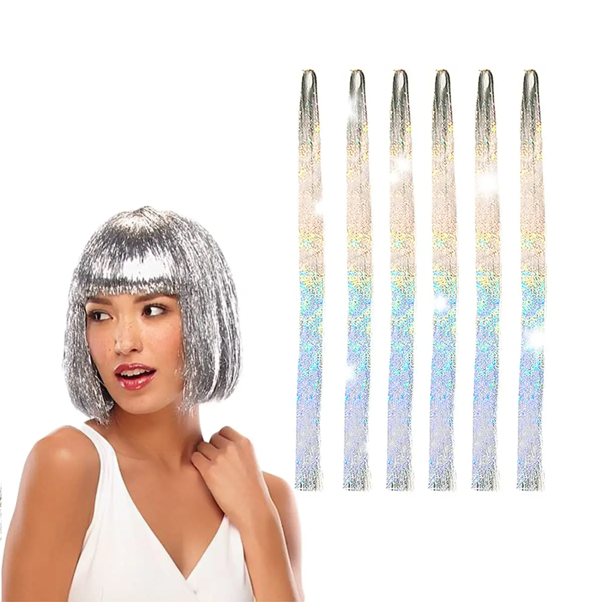 

Hot Selling Synthetic Glitter Hair Extensions Christmas Decoration Supplies Clip In Hair Extension, Picture