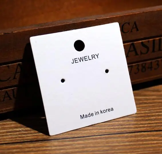 

2020010223 Jewelry Gift Cards Package Back Earring Studs Square White 350g Copperplate Paper Coated hole 5*5cm 100sheets pack