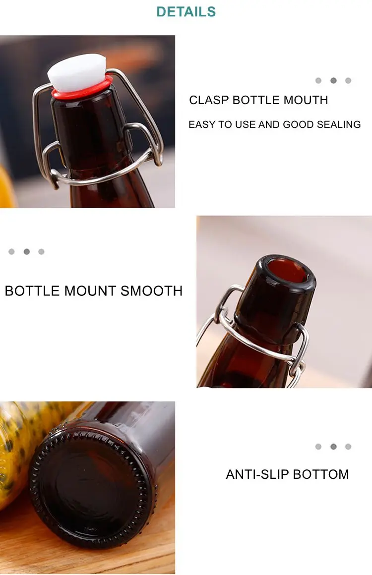 Hot Sell amber and clear 330ml Empty Glass Beer Bottle for Sparkling Wine Alcohol Juice Beverage with metal Crown Cap