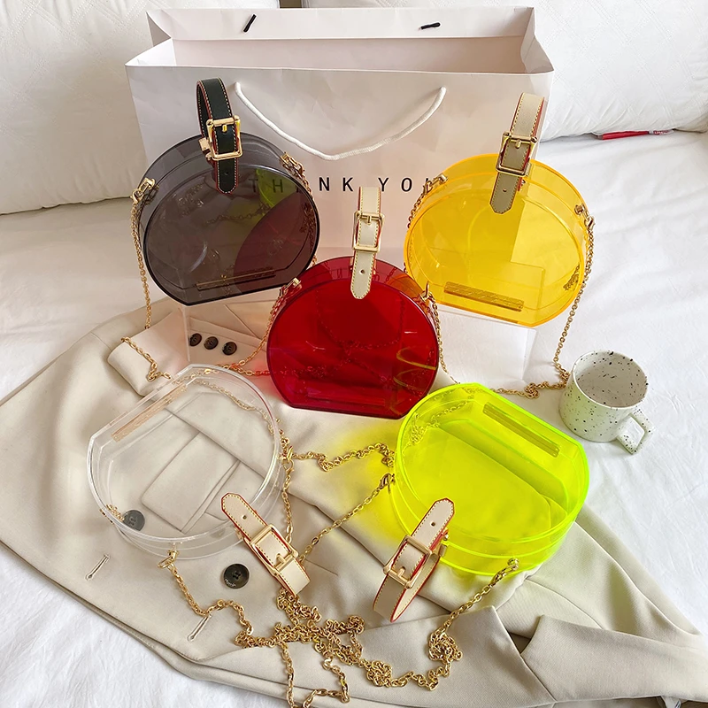 

Summer Hot Sell Ladies Transparent Jelly Handbags Women Cute Box Hand Bags Girls Clear Purses