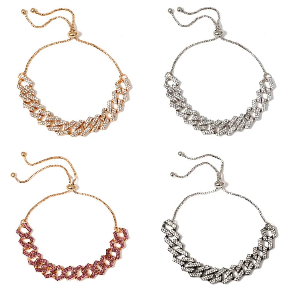 

Rhinestone Crystal Cuban Women Foot Anklet Chain Bracelet Jewelry, Gold , silver, pink , black