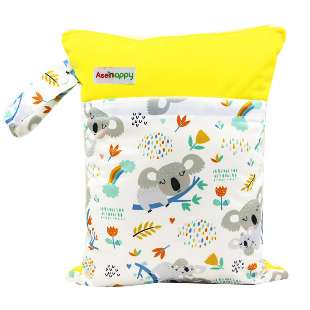 

Asenappy Outdoor Waterproof Multifunctional Two Zipper Double Pocket Reusable Cloth Diaper Nappy Wet Bag