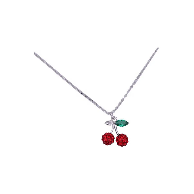 

18K Gold Filled S925 Silver Red Cherry Pendant Fashion Necklace Jewelry