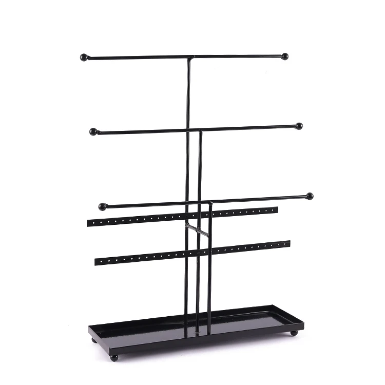 

Ring Display Stand Metal With Base 5 Tiers 52 Holes Jewelry Display Bracelet Necklace Earring Holder Jewelry Displays For Shows, Black, white