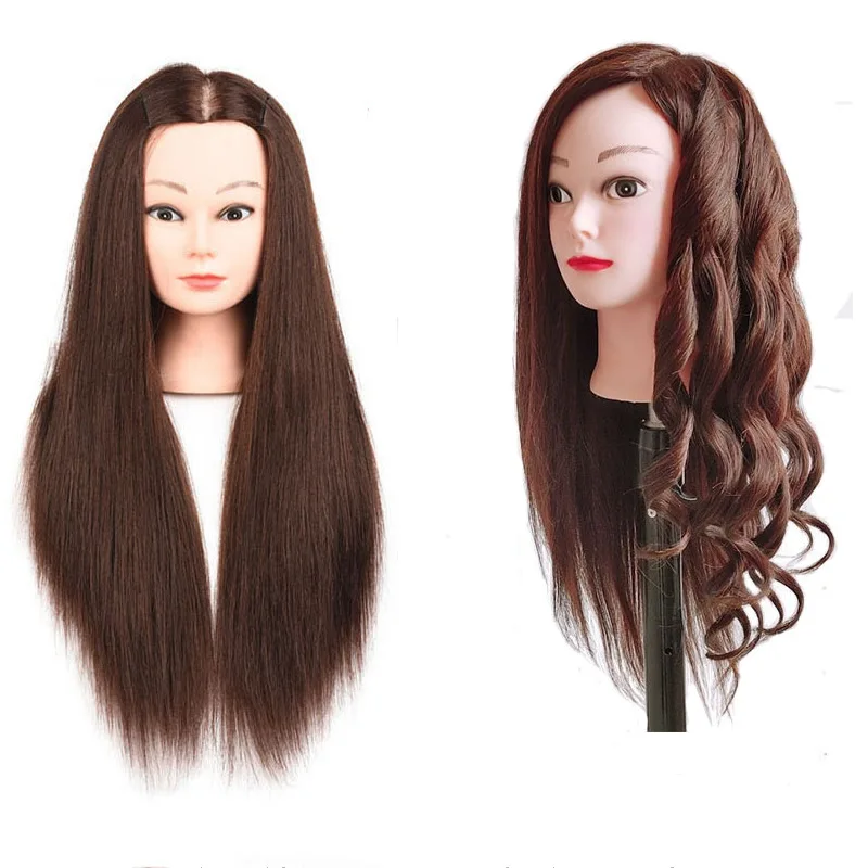 

Head doll head hair dummy cosmetology mannequins with wig female golden brown mannequin with human hair
