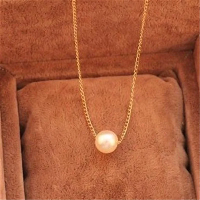 

2020 Fashion Minimalism 18K Gold Chain Baroque Pearl Pendant Choker Necklace for Valentine's Day Girlfriend, Picture color