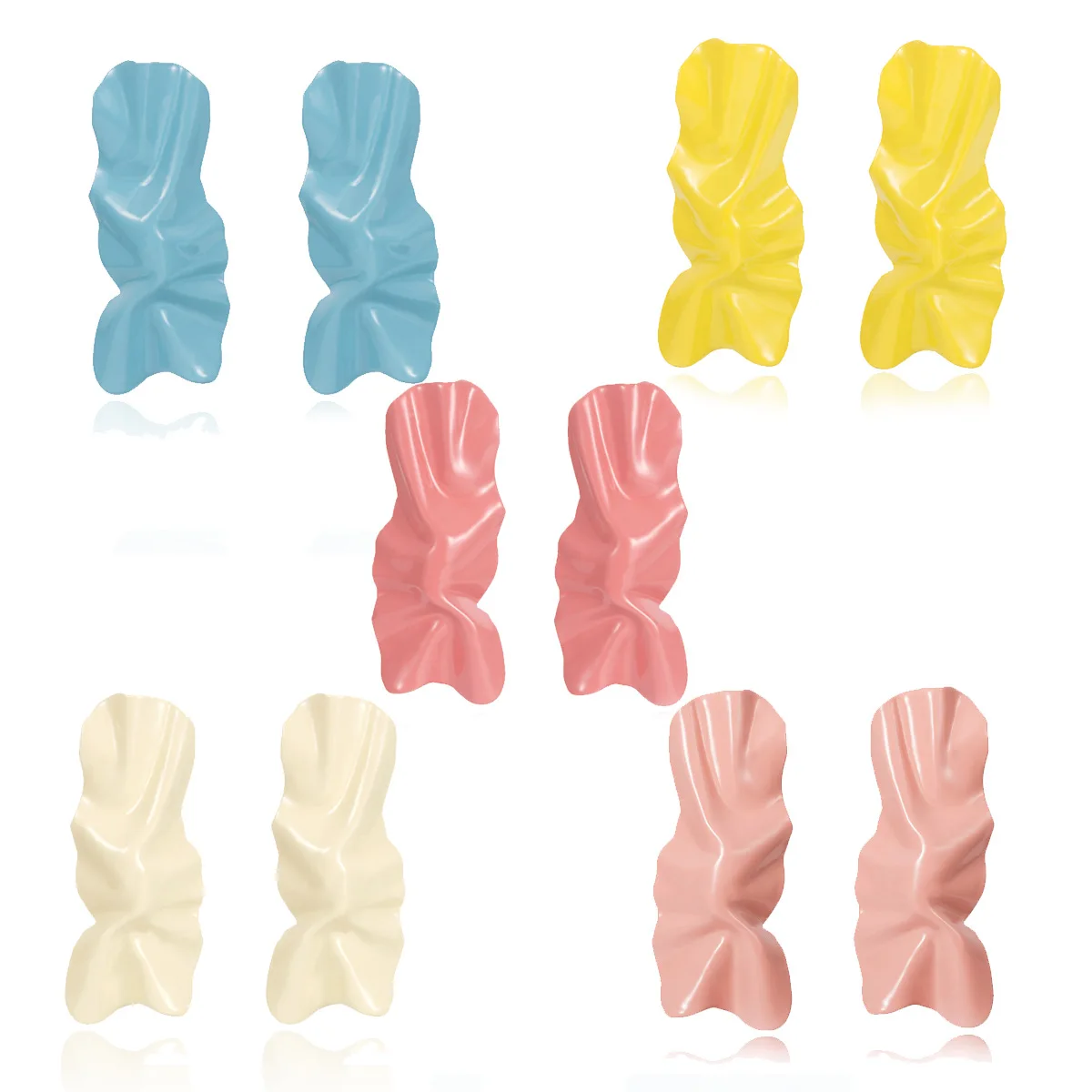 

2021 Wholesale Candy Color Earrings Personalized Stud Earrings Wrinkled Paper Design Earrings, As picture