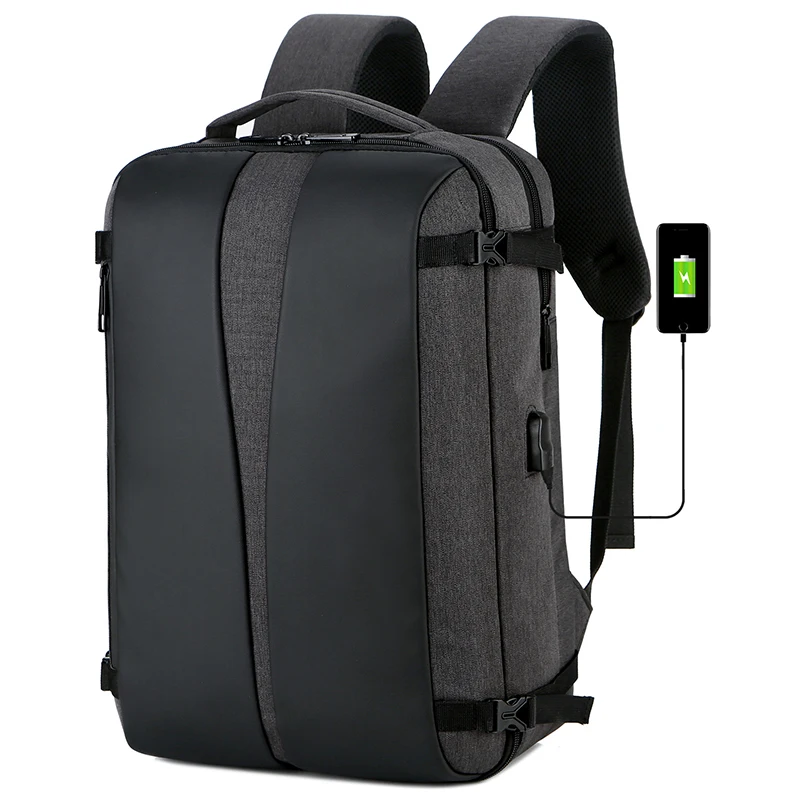 

Fashion Men Laptop Backpack Anti-theft Bag Multifunctional USB Charging Backpack Waterproof Business Computer Bag, Black , grey