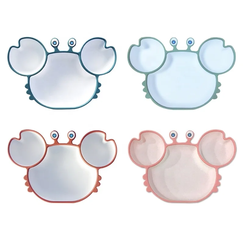 

Eco Friendly Silicone Divided Toddler Baby Dinnerware BPA Free Kids Food Silicone Baby Plate, Customized color