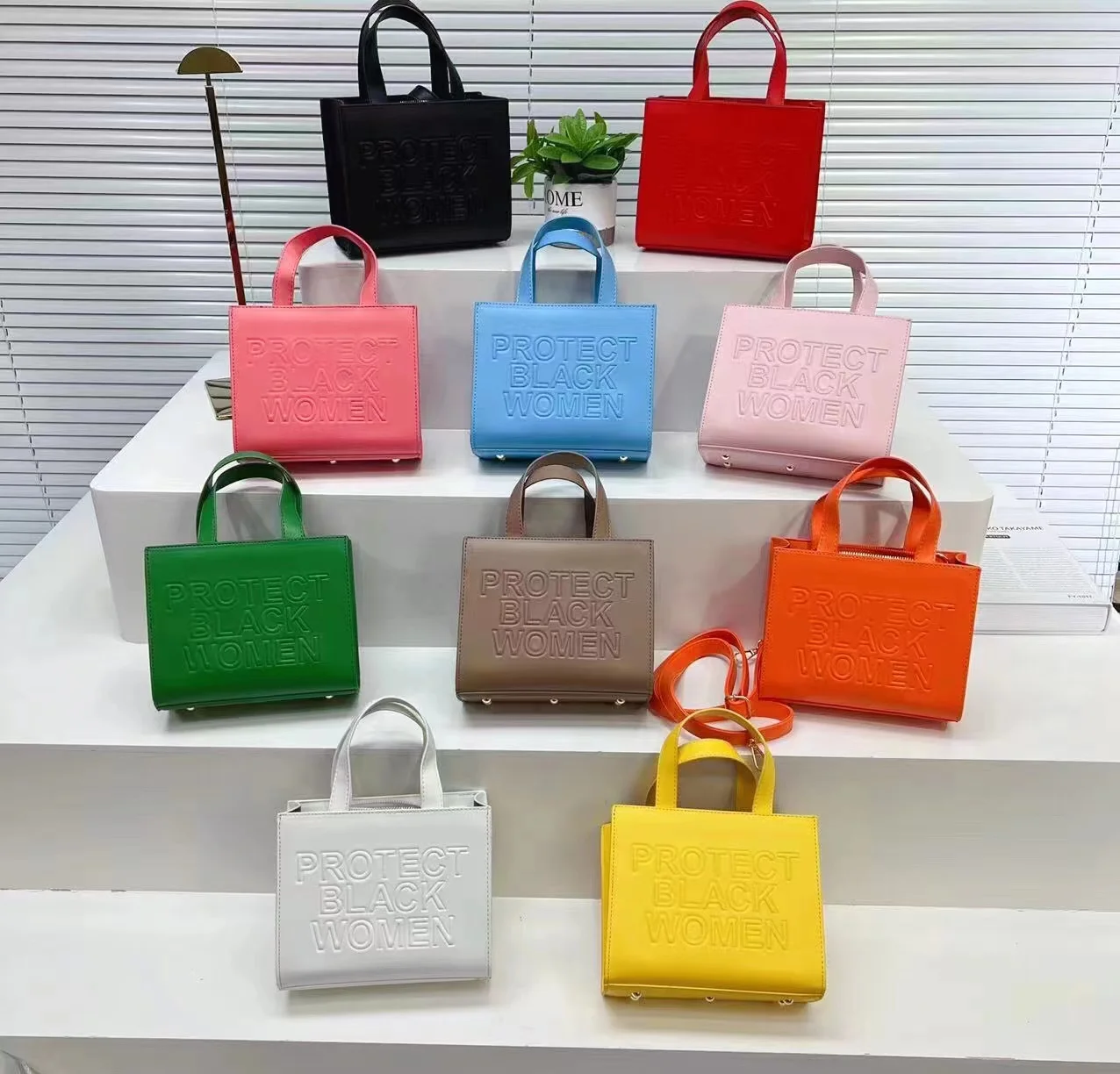

Fashion Letters Designer Protect Black People Handbags Ladies PU Embossed Logo Custom Shoulder Purses Women Hand Bags