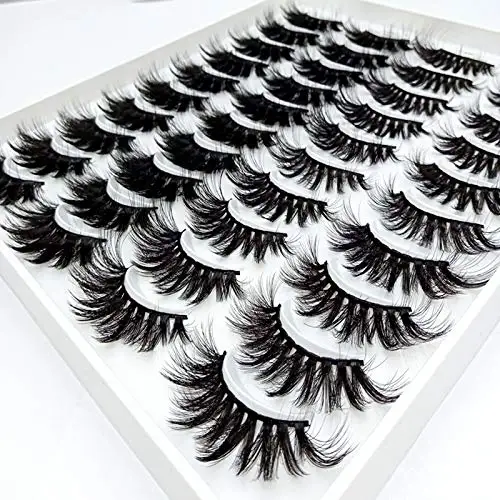 

20 Pairs 6D Mink Lashes Handmade Wispy Fluffy Long Lashes faux mink eyelashes, Natural black