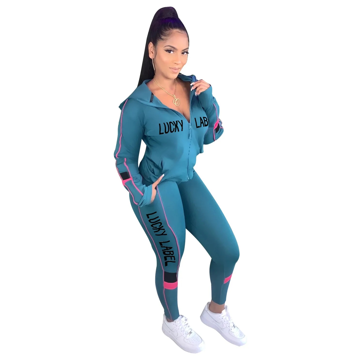 

Casual Stitching Letters Sports Two Piece Outfits Two Piece Two Piece Set Women Clothing